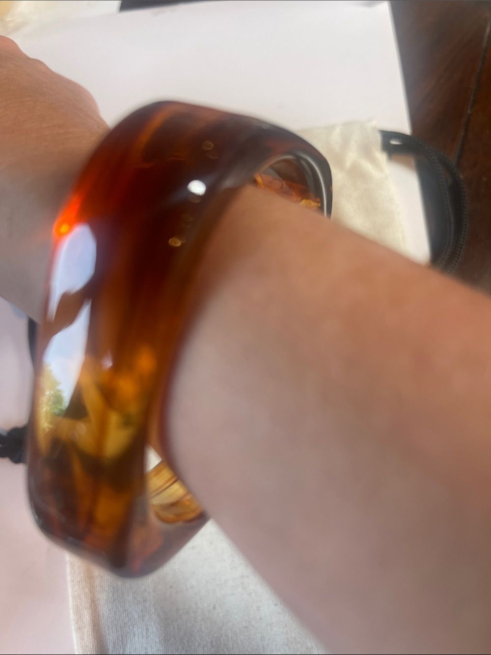 Square Tortoiseshell Resin Bangle Bracelet - Brown by Mayamar - Picture 2 of 6
